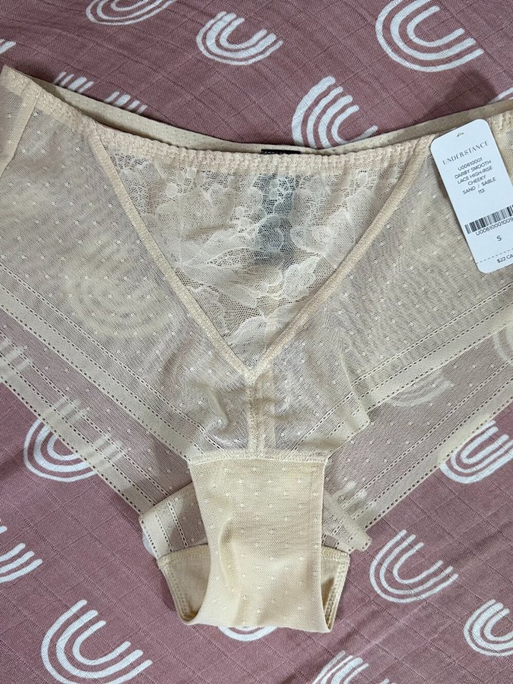 Understance darby smooth lace high-rise cheeky sand underwear panties
